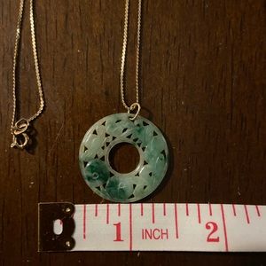 Jade stone necklace with gold plated necklace